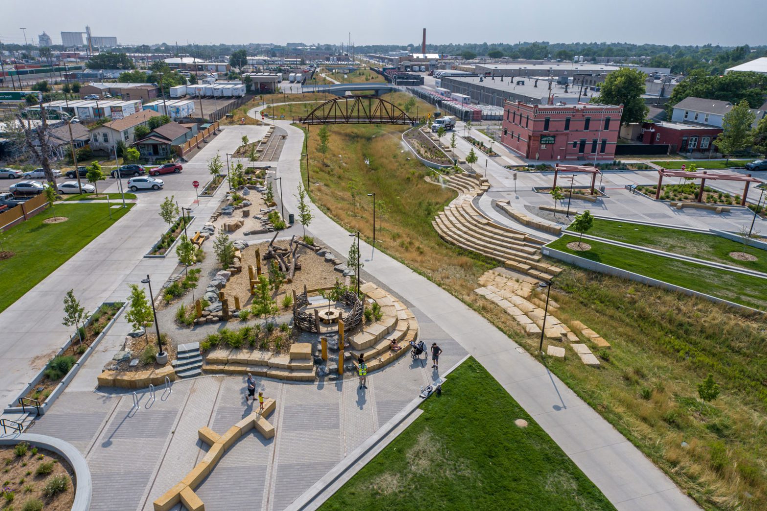 Aerial view of Denver 39th Avenue Greenway