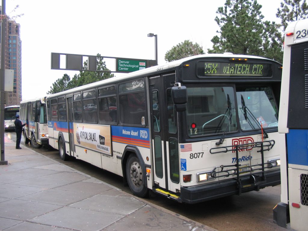 Denver RTD bus parked on the street